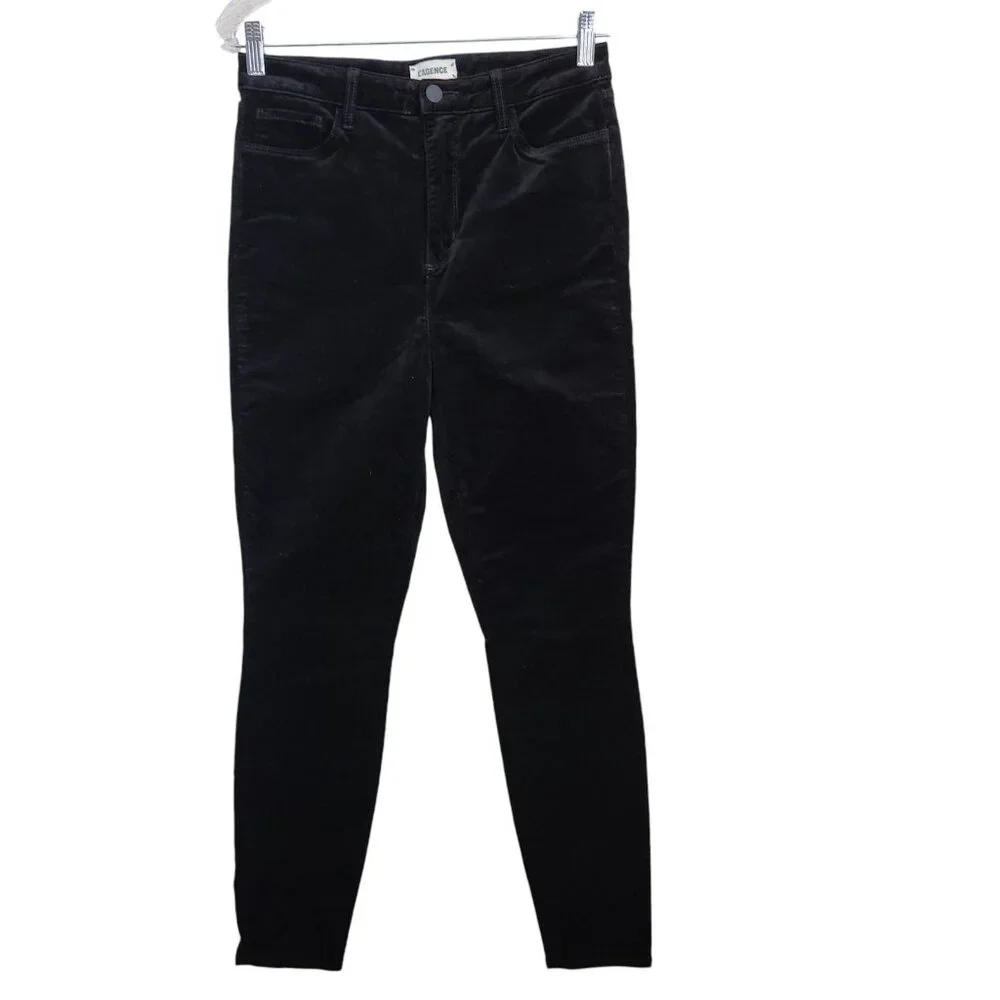 L'agence Katrina Ultra High Rise‎ Skinny Black Velvet Pants Size 30 (28x28